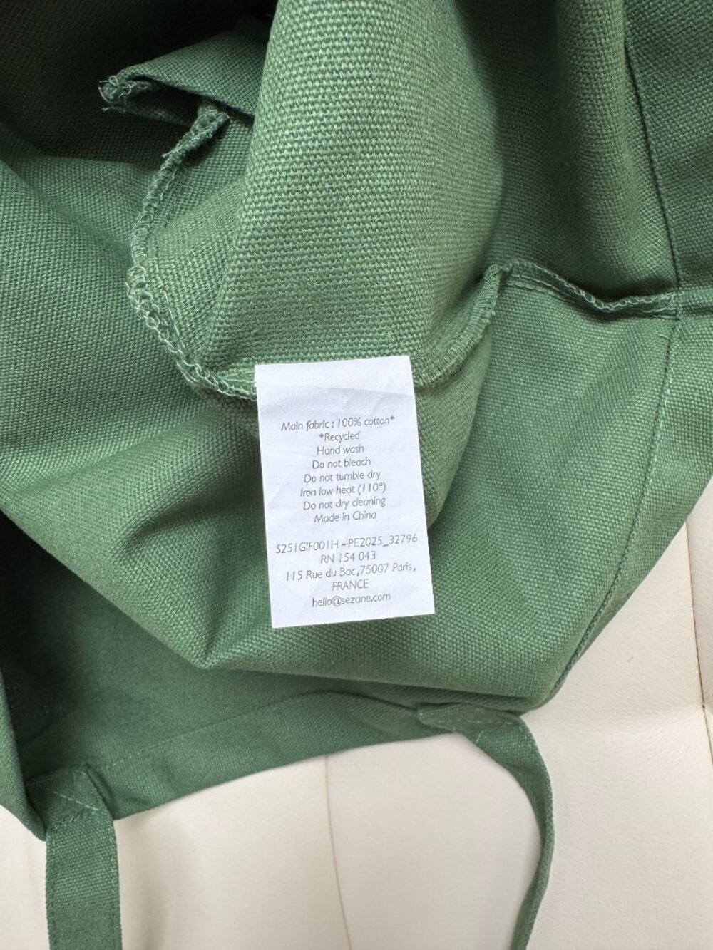 Sézane limited edition Boston Mon Amour olive green cotton canvas tote - NWOT - Picture 5 of 5